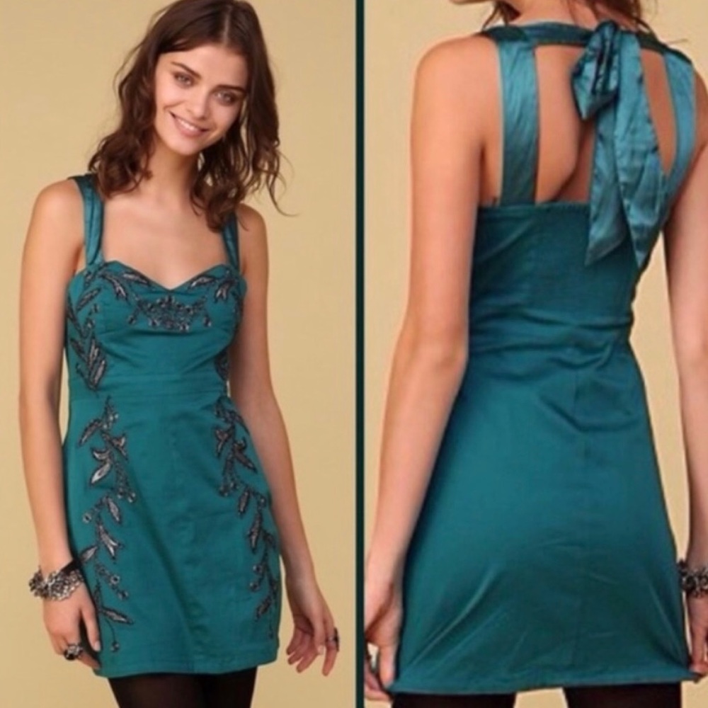 Free People leaf motif mini dress size 4